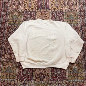 VTG 90s Tultex Anderson Embossed Crewneck Sweatshirt White Mens XL Distressed